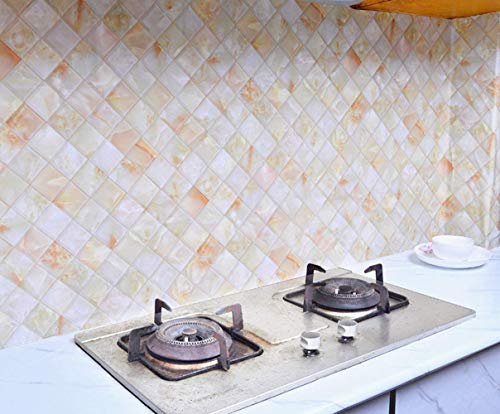 UPREDO Adheisve Paper Kitchen Tiles Backsplash Marble Paper Granite Look Effect Countertops Gloss Vinyl Film Wallpaper Waterproof Oilproof Self Adhesive Removable 15.8inch by 79inch