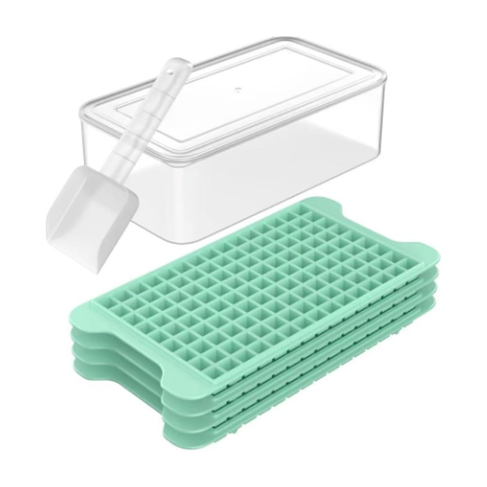 Aundhegrtt DIY Milk Tea Frozening Ice Mold Set, Includes 1set Demold PP Small Crushed Ice, Ice Shovel and Cover Molds