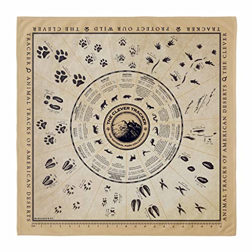 Desert Animal Tracks Bandana - Bandana Used As Handkerchief Face Mask, Head band, Head Wrap, Neck Wrap, Scarf, Sports Headwear