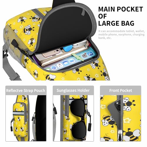 Image of Bee Sling Bag for Women Men Small Crossbody Bags Mini Water Resistant Casual Chest Bag Backpack Shoulder Daypack for Travel Hiking