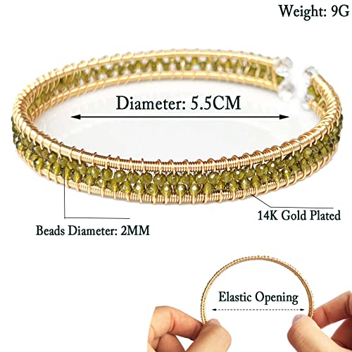 Jyucing Handmade Bracelet Natural Green Peridot Crystal 14K Gold Plated Bangle Gifts For Women Girls #TOP1