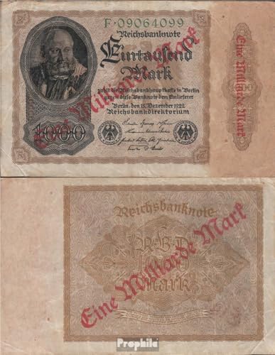 Billete alemán de 1923 Reichsdruck de 1000 millones de marcos usado Prophila 110a