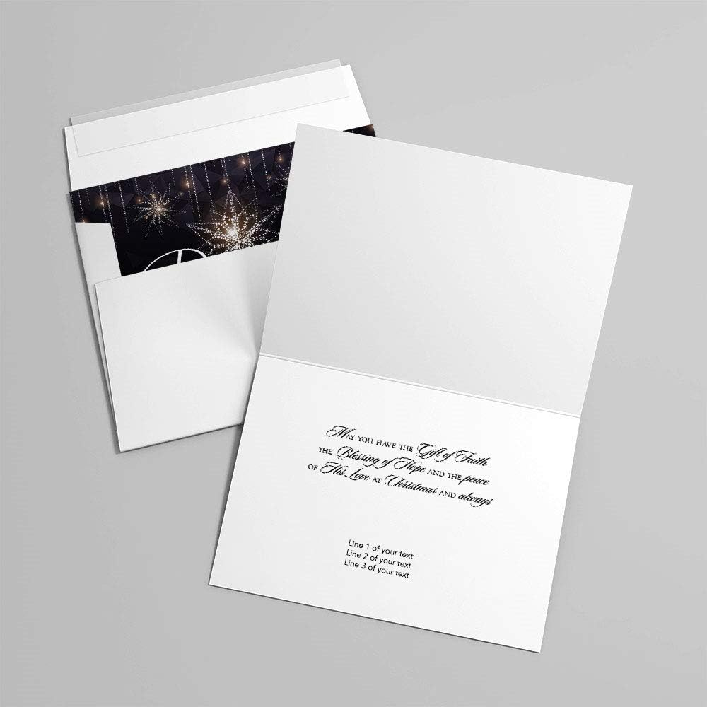 Geometric Star of Christ - Christmas Cards | 25 Signature Greeting Cards with Your Custom Message and Envelopes | Printed in the USA