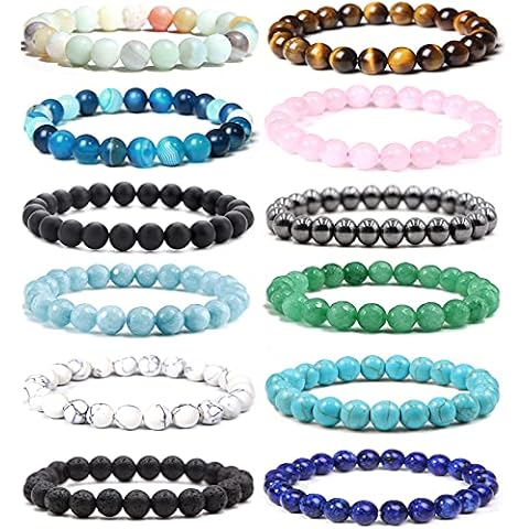 Jewdreamer 12Pcs Healing Stone Beaded Bracelets Cover