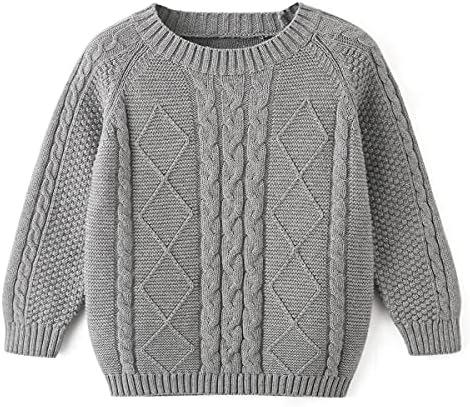 Curipeer Baby Boys' Girls' Cable Knit Sweater Long Sleeve Solid Pullover Toddler Crew Neck Fall