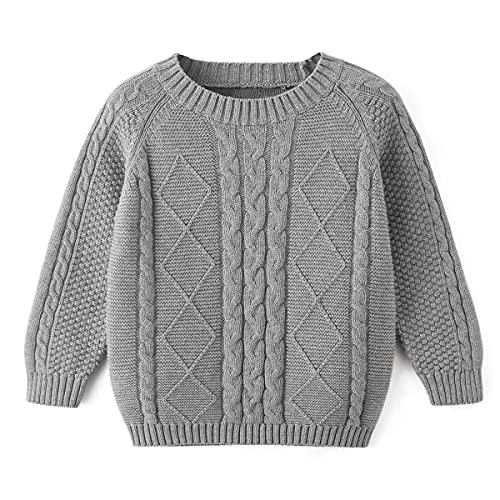 Curipeer Baby Boys' Girls' Cable Knit Sweater Long Sleeve Solid Pullover Toddler Crew Neck Fall