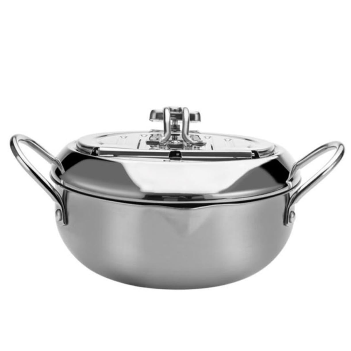 Freidora con Termómetro De Olla para Uso Doméstico para Sartenes De Inducción con Tapa y Control De Baja Temperatura Plateada