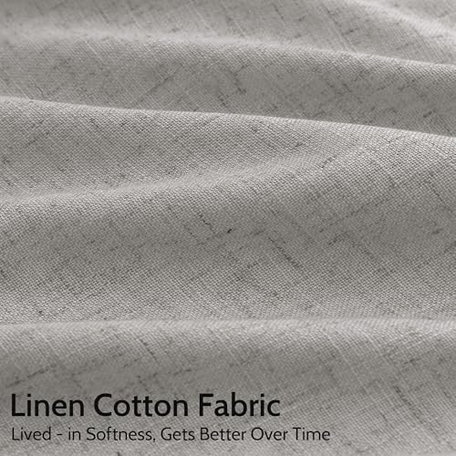 Image of Nanspring Extra Long Linen Curtains 102 Inch for Living Room Light Grey
