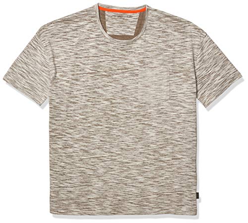 John Varvatos Star USA Men's Pierson Short Sleeve Easy FIT SLUB Cotton Crew Neck TEE, Pebble Grey Heather, XX-Large