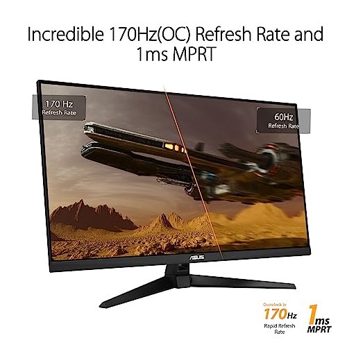 TUF Gaming VG328QA1A Monitor Gaming 32” pollici (31,5), Full HD (1920x1080), Overclock 170Hz, Extreme Low Motion Blur, FreeSync Premium, 1ms (MPRT), Shadow Boost, Nero - Monitor - Immagine 2