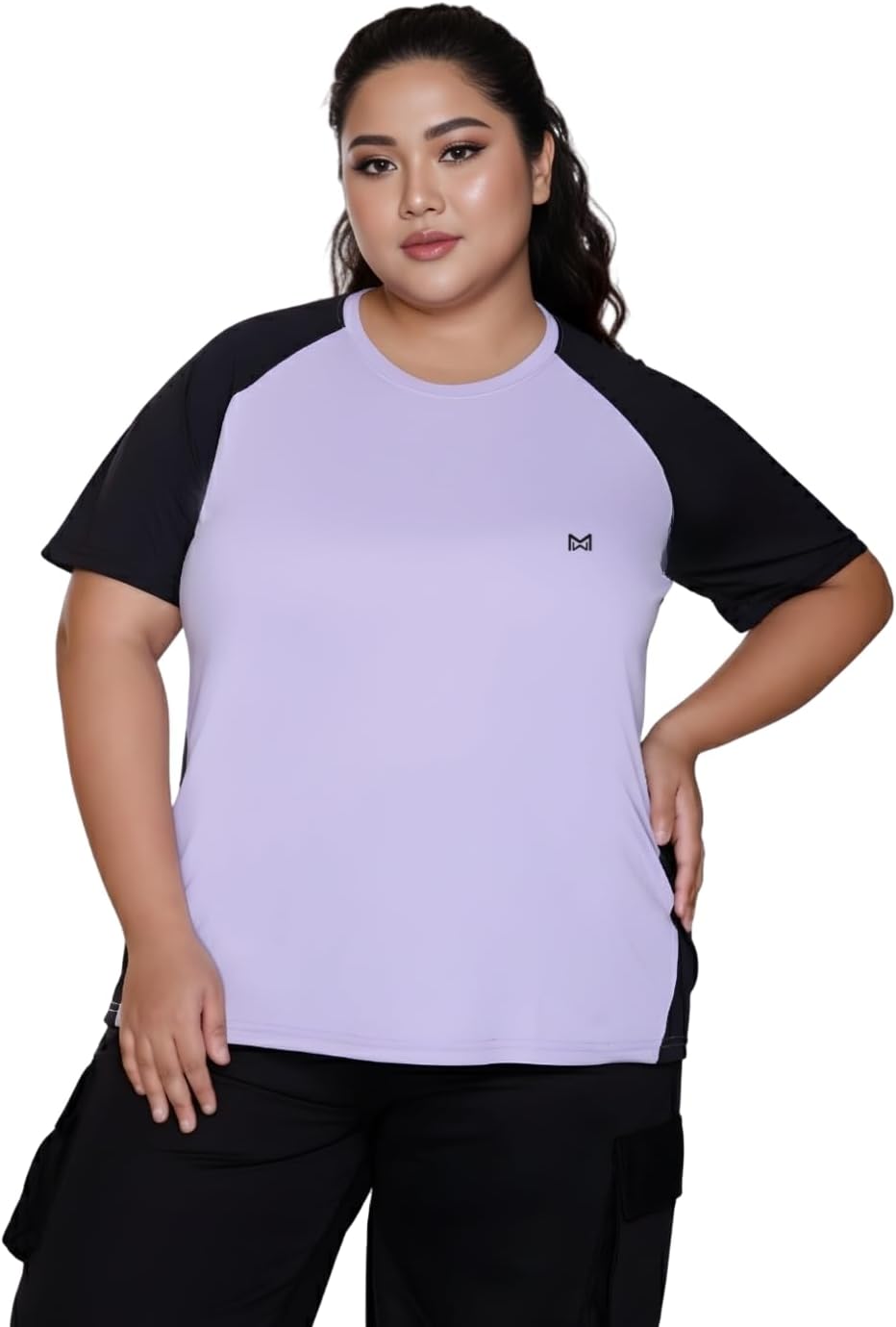Women’s Plus Size Solid Quick Dry Round Neck Dry Fit Gym Sports Regular Fit T-Shirt with Breathable Side Mesh Panels for Workout and Fitness