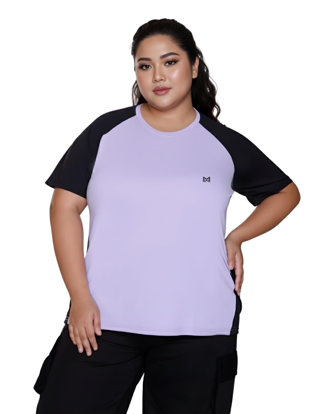 white moon Women’s Plus Size Solid Quick Dry Round Neck Dry Fit Gym Sports Regular Fit T-Shirt with Breathable Side Mesh Panels for Workout and Fitness-picture-37