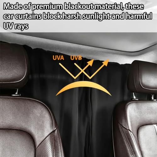 Image of Car Window Curtains, Car Window Sun Shade Protector, Sun Shades for Windows, Automatic Blind Curtains for, Two-Piece Set for SUV and Van, Block Sunlight and Create Privacy During Travel