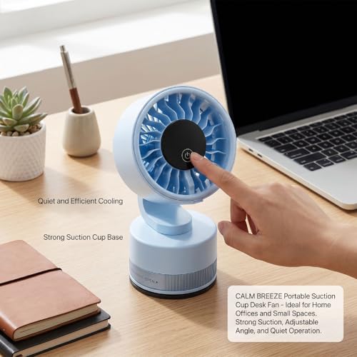 Petit ventilateur de bureau 6 vitesses bleu compact - 3