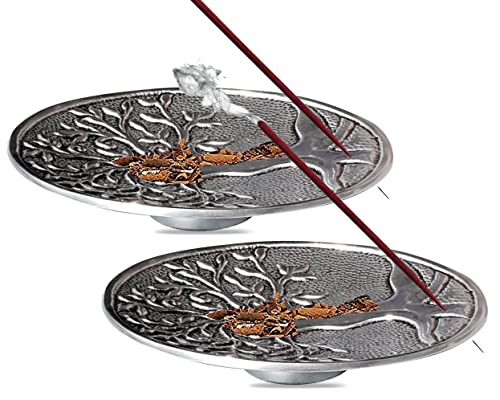 Image of Pure Source India Aluminum Incense Holder for Pooja, Agarbatti Stand with Ash Catcher, Handmade Decorative Burner for Home, Meditation & Gifting, 5 Inch, Pack of 2