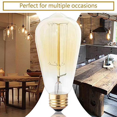 Dsyj For Edison Light Bulbs, Vintage 60 Watt Incandescent Light Bulbs E26 Base Dimmable Decorative Antique Filament Light Bulbs 252 Lumens, Amber Warm #TOP5
