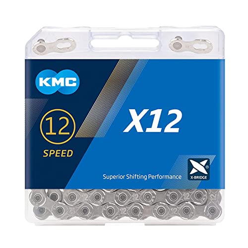 KMC X12 Chain, 12 Speed Bike Chains, Bicycle Chain 126 Links for Road MTB Mountain Bike Missing Links, Silver