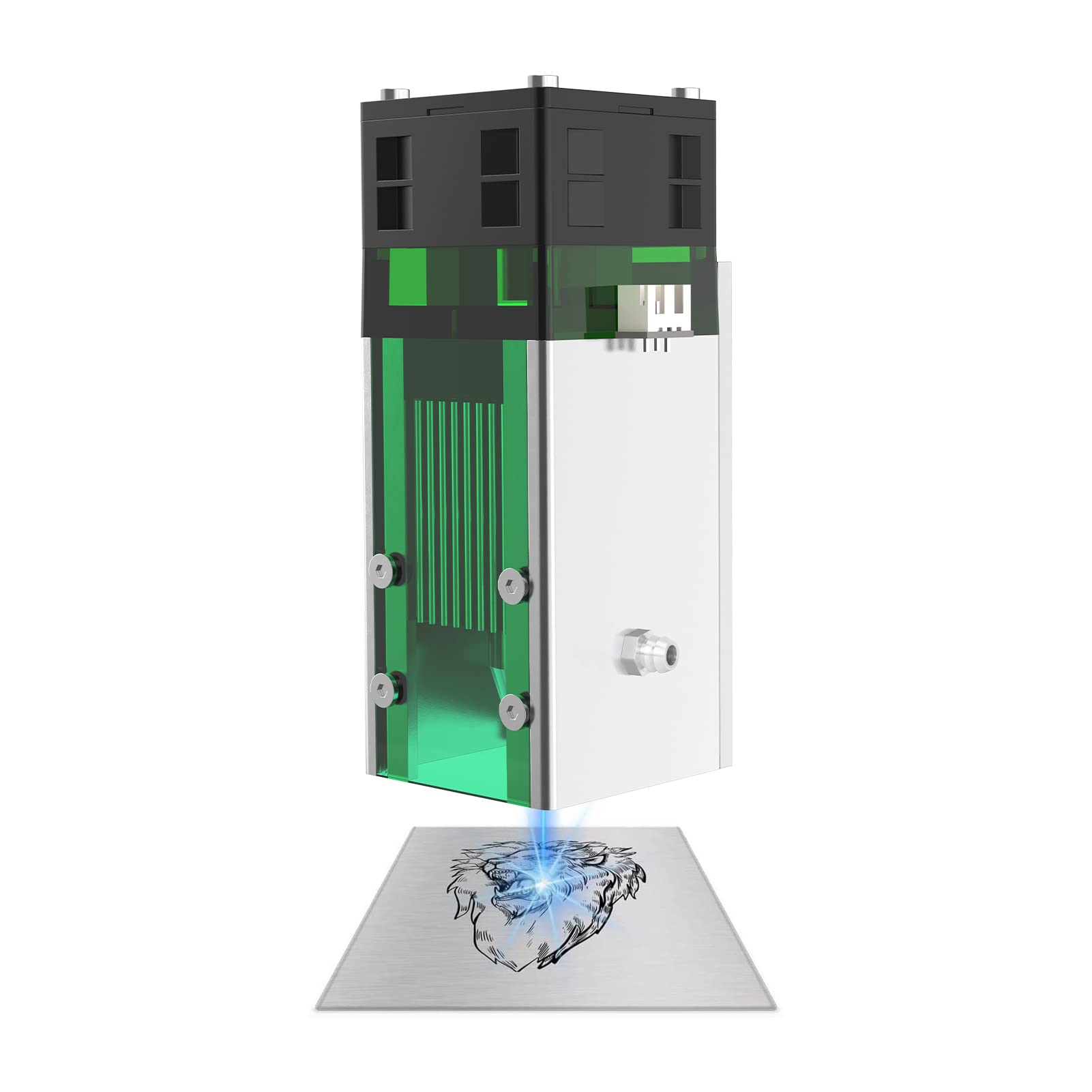 Twotrees 10W Lasermodul für Lasergravur, Hochpräziser Fixfokus Laserkopf mit Schutzhaube & Luftführung, 1200°C Sintertemperatur für CNC Holzschneiden & Metallgravur, Kompatibel mit S9/A5 Pro