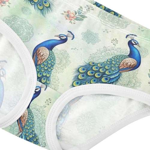 Joisal Toddler Girls Underwear 2t Cotton Little Girl Panties Personalized Briefs Underpants Peacocks Green Aesthetic4