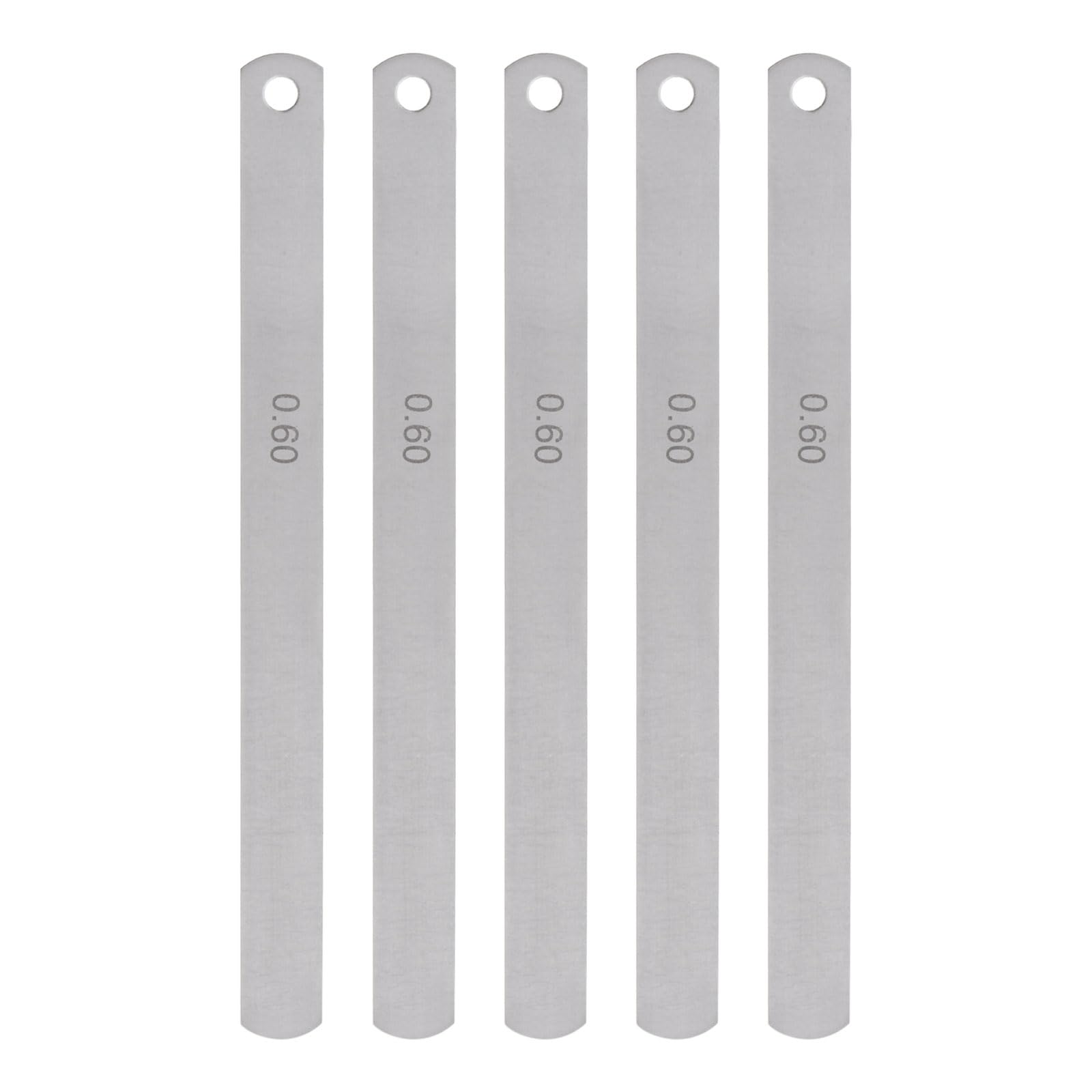 sourcing map 5pcs Mn Steel Feeler Gauge 0.6mm Thickness 150mm Length Metric Filler Thickness Gage Gap Measuring Tool Single Blade