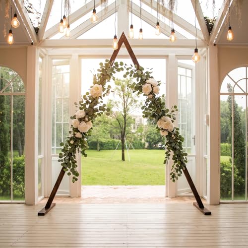 THORISE 7.87FT Wooden Wedding Arch Wood Arch for Wedding Ceremony Gorgeous Arbor Backdrop Stand for Garden Parties