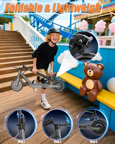 Image of Maxshot Electric Scooter, 8.5 inch /10 inch /14 inch Tire, 16 /19 /22 Mph Top Speed, 12 /16 /21 /27 /28 /49 /50 Miles Long Range, Folding Escooter for Adults and Kids with Seat Bag, Dual Braking, Dual Suspension, App