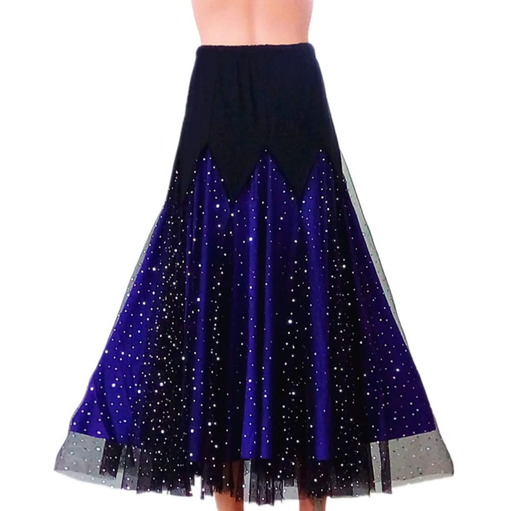 Damen Bauchtanz Maxirock Tanz Moderner Ballsaal Walzer Tüllrock Mesh Pailletten Glitzerrock Tänzerin Festival Performance Salsa Rumba Flamenco Großer Swingrock