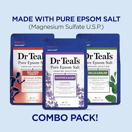 Dr Teal's Pure Epsom Salt Lavender, Eucalyptus & Wellness Trio, 3 Count - 9lbs Total - Image 3