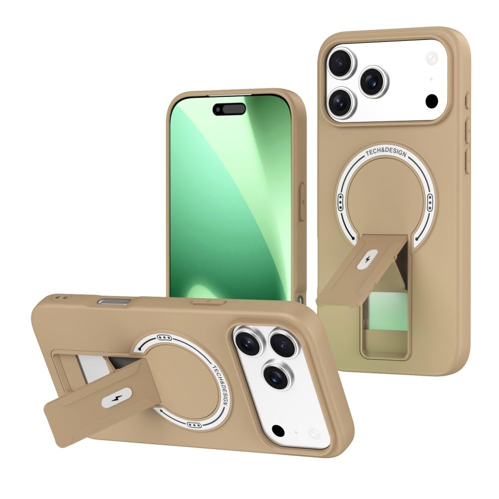 Custodia generica compatibile con iPhone 13 Pro Max (colore: marrone chiaro) custodia posteriore rigida in silicone rigido con supporto laterale