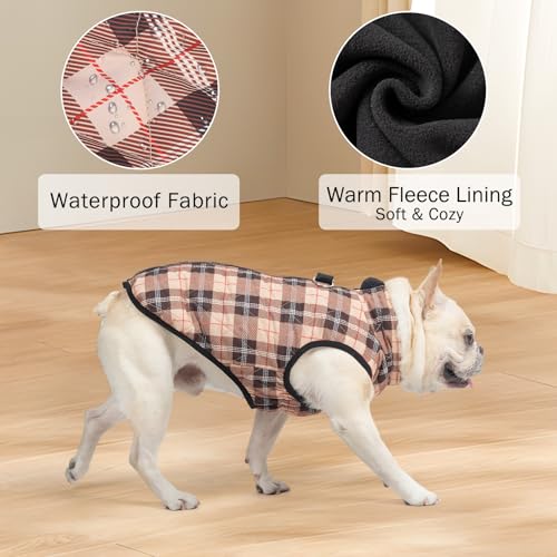 Image of SCENEREAL Dog Winter Coat with Built-in Harness for Small Dogs Boys Girls | Fall Winter Waterproof Puppy Cold Weather Coat, Warm Jacket Fleece Puffer Vest - Windproof Snow Pet Clothes