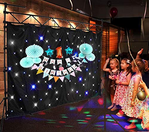 GBGS Blue White Star Curtains LED Cloth DJ Stage Backdrop Remote, Splicable, Auto/Strobe(9 Variations), 56 LEDs, Romantic, Foldable for Children, Christmas, Halloween, Birthday Party, 4.9x3.9ft - Thumbnail 4