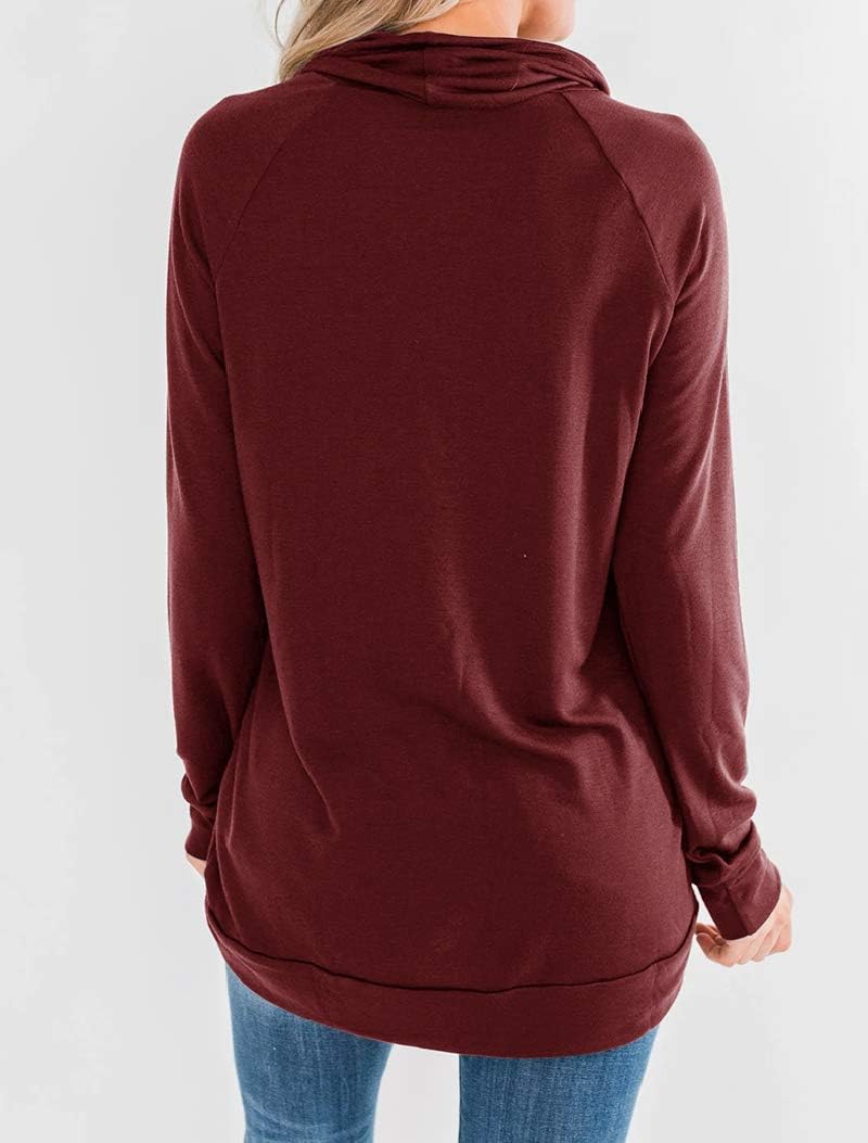 Orchidays Womens Long Sleeve Sweatshirt Cowl Neck Workout Tunic Tops Casual Drawstring Pullovers - Image 2