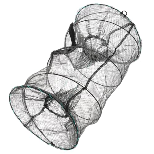 Collapsible Fishing Trap Net Cage with Spring Loaded Mechanism Black
