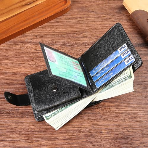 Men PU Leather Wallet, Bifold Fashion RFID Blocking Card Holder Wallet With ID Window For Men2