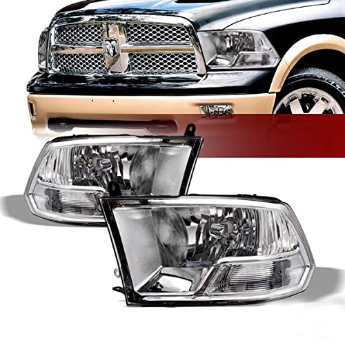R&L Racing Led Headlight Compatible With 09-10 Dodge Ram 1500, 2010 Dodge Ram 2500/3500, 11-17 Ram 1500/2500/3500 All Models | Chrome Dual Halo Front Crystal Headlights Signal Amber Bumper Lamps #TOP2