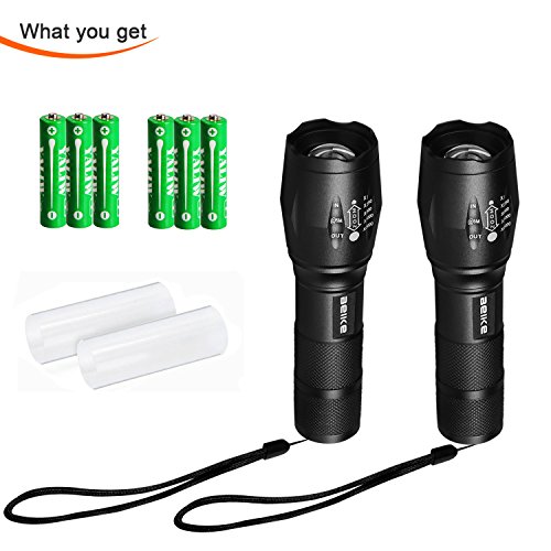 BEIKE 2 Pack 1000 lumens Tactical Flashlights, Super Bright Handheld Outdoor CREE LED Torch Flashlight with Adjustable Focus 5 Light Modes for Camping Hiking Emergency(AAA Batteries Included) - Thumbnail 7