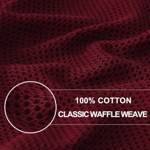 Image of Homaxy 100% Cotton Waffle Weave Kitchen Dish Cloths, Ultra Soft Absorbent Quick Drying Dish Towels, 12 x 12 Inches, 18-Pack, Burgundy