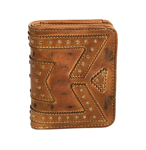 STS Ranchwear Women's Premium Full Grain Leather Bifold Wayfarer Soni Wallet with 2 Card, ID Slot, Zip Compartment, Tan