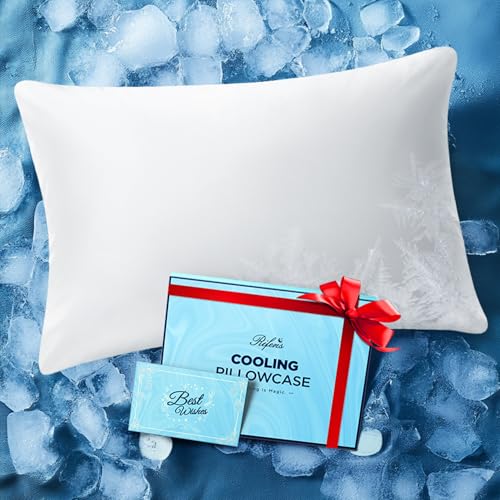 Ice Cooling Pillowcase for Hot Sleepers, Instantly Cool, Stays Cold All Night, Softer Than Silk Pillow Cases, Pillow Covers with Invisible Zipper, Gift for Men & Women - Standard Size, White (1 Pack)