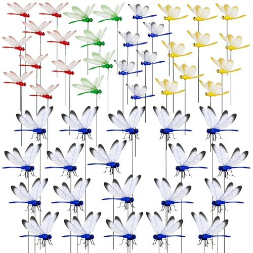 Woohome 50 Stück Libellen Gartenstecker, Garten Libellen Patio...
