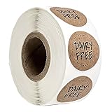 Brown Kraft Dairy Free Stickers / 500 Food Allergy Label Roll / 1