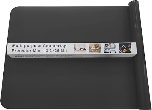 KVK Tapete de silicona para encimera de cocina con borde elevado de 43.3 x 25.6 pulgadas, tapete de silicona extra grande resistente al calor, parte