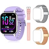 Popglory Smart Watch for Women & Men, 1.85'' Call Receive/Dial Smartwatch, Fitness Tracker with Blood Pressure/SpO2/Heart Rate Monitor, Fitness Watch with 4 Straps for iOS & Android Phones