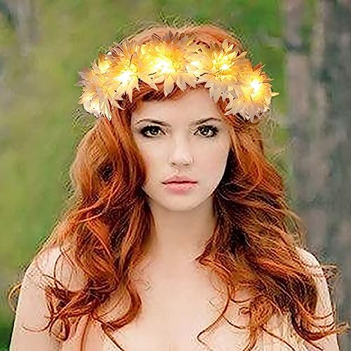 Vakkery Light Up Flower Crown Headbands LED Glow Flashing Hair Garland Headdress Wedding Party Festival Hair Accessories for Women and Girls - Image 2