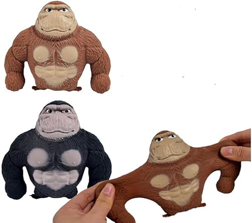 Juego de 2 piezas de mono elástico para descomprimir, suave y elástico para aliviar el estrés, mono esponjoso para cualquier persona como un gran