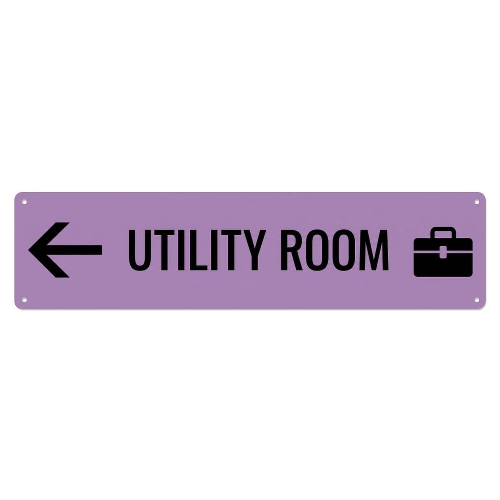 Olhnbad 4X16inch(10X40cm) Utility Room Sign Lilac Black Left Metal Tin Sign