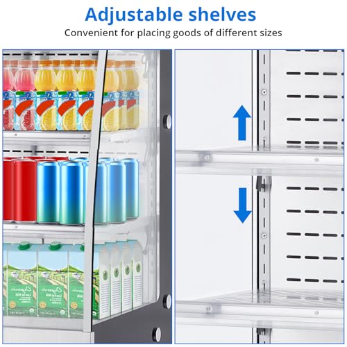 Image of 7.8 Cu.Ft Display Refrigerator Cabinet,Glass Door Commercial Fridge,LED Lighting & Adjustable Shelves,Double Glazed, White