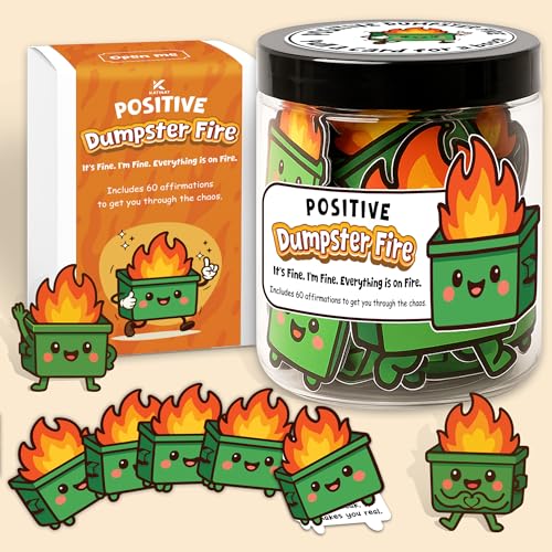 Emotional Supports Dumpster Fire Jar, 60 Positive Affirmation Cards, Dumpster