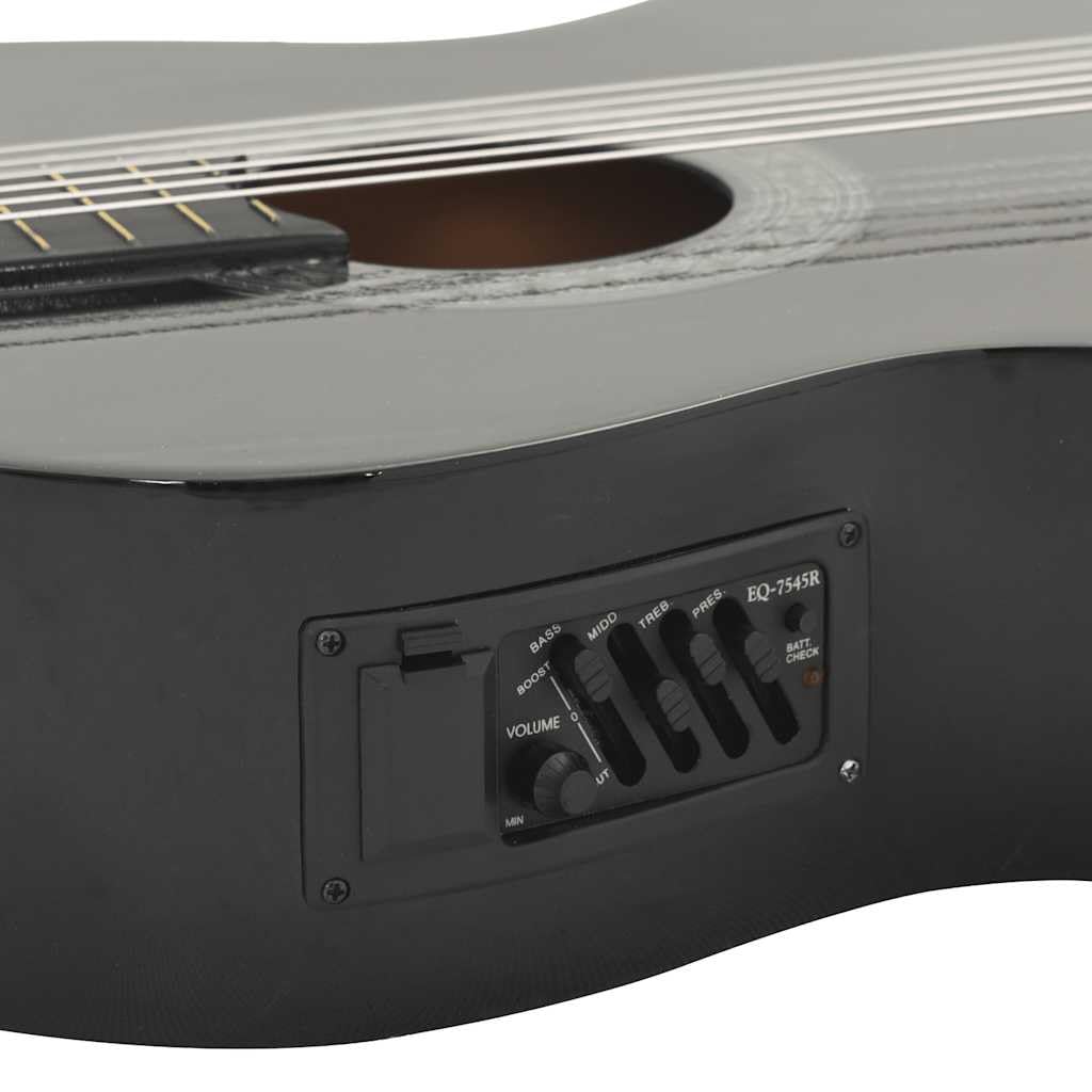 Westerngitarre Cutaway mit 4-Band-EQ Schwarz aus Lindenholz für Einsteiger und Kinder, inklusive Zubehör, Gurt, Plektrum, Stimmgerät, Tasche, ideal für Hobby und Unterricht