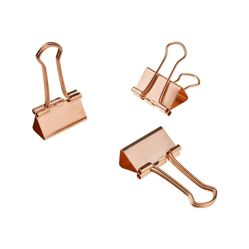 HAHIYO Binder Clips Paper Clamp Spring Steel Sturdy Medium 1.26 inch Width 0.39 Inch Capacity No Sharp Edges Heavy Duty Tight Grip Reusable Rose Gold